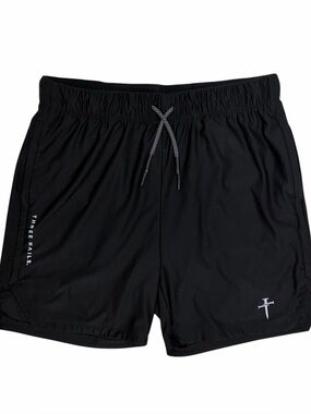 Three Nails Shorts Mens Large Black Lined Mesh Running 5" Athletic Gym Training
